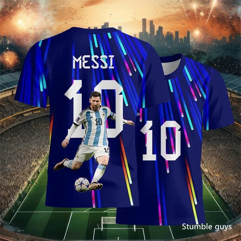 Summer Men Teen Brand Football T-Shirt Ronaldo Print Short Sleeve Jersey Tee