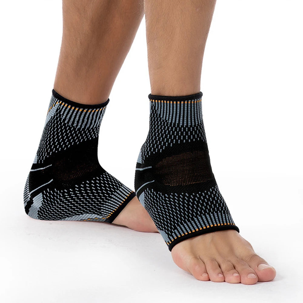 1Pcs Ankle Support Brace with Silicone Shock Absorption Cushion Stabilize Ankle Joints for Football Basketball Running Sports