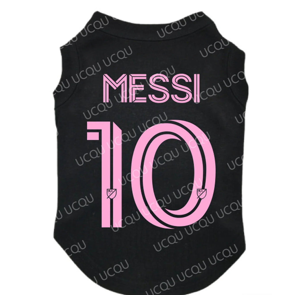 Funny Messi #10 Dog Football Jersey 3D Print Pet Vest Breathable Mesh Shirt Couple Outfit for Small Dogs and Cats