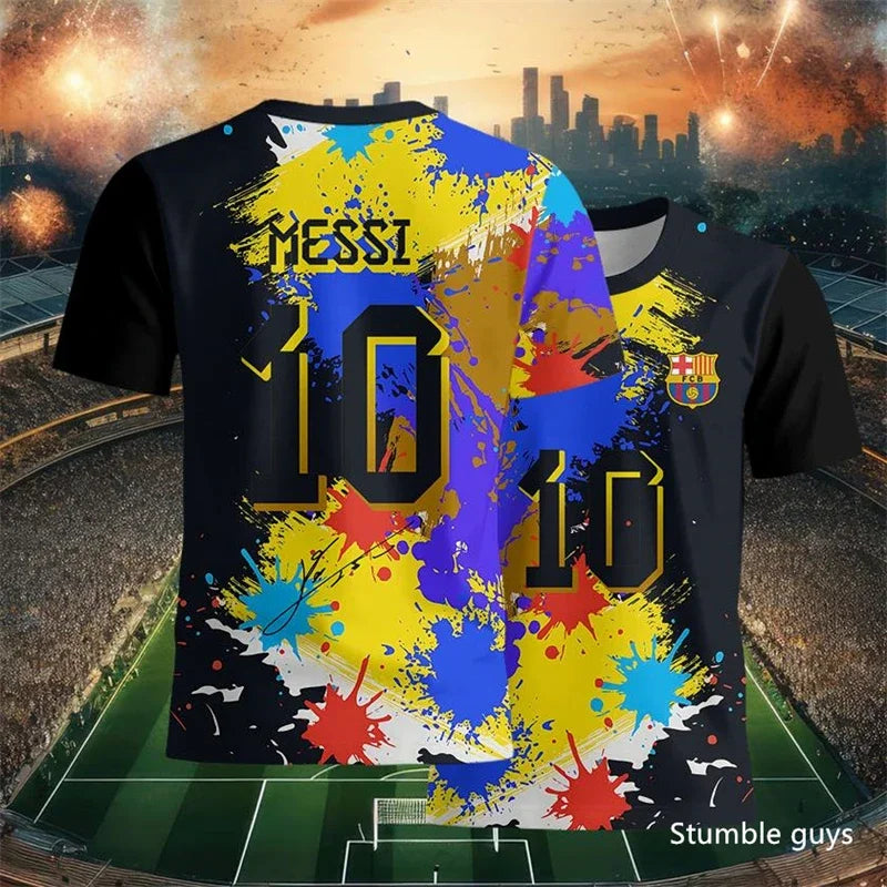 Summer Men Teen Brand Football T-Shirt Ronaldo Print Short Sleeve Jersey Tee