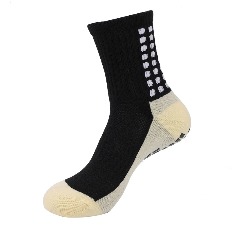 3 Pairs Knee Pads Calf Sleeves+3 Pairs Football Socks Men Women Outdoor Sports Socks Non-slip Silicone Bottom Soccer Socks