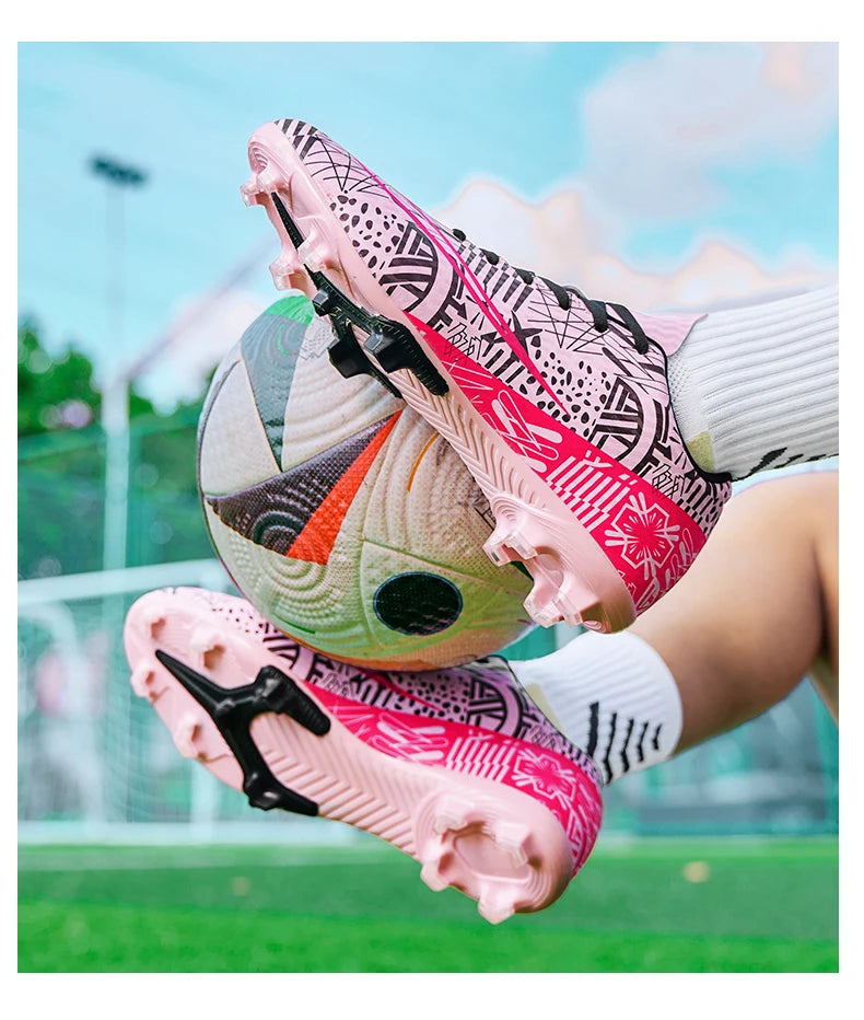 Professional Men Ankle Football Boots Outdoor Grass Cleats Unisex Soccer Shoes Long Spikes FG/TF Football Shoes Chuteira Society