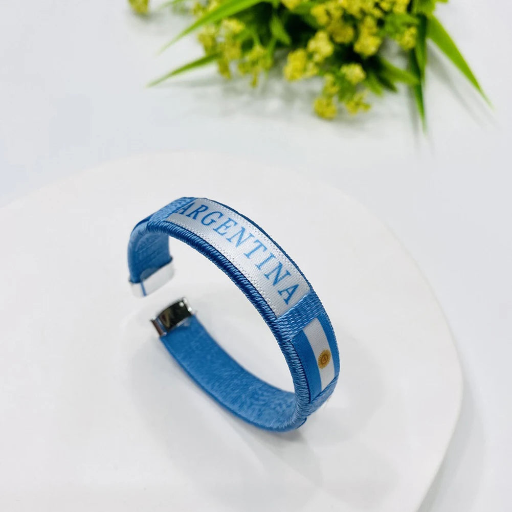 Country Flag Wristband Souvenir Diameter 65mm Sport Friendship Bracelet National Flag Style Bracelet for Football Match Cheering