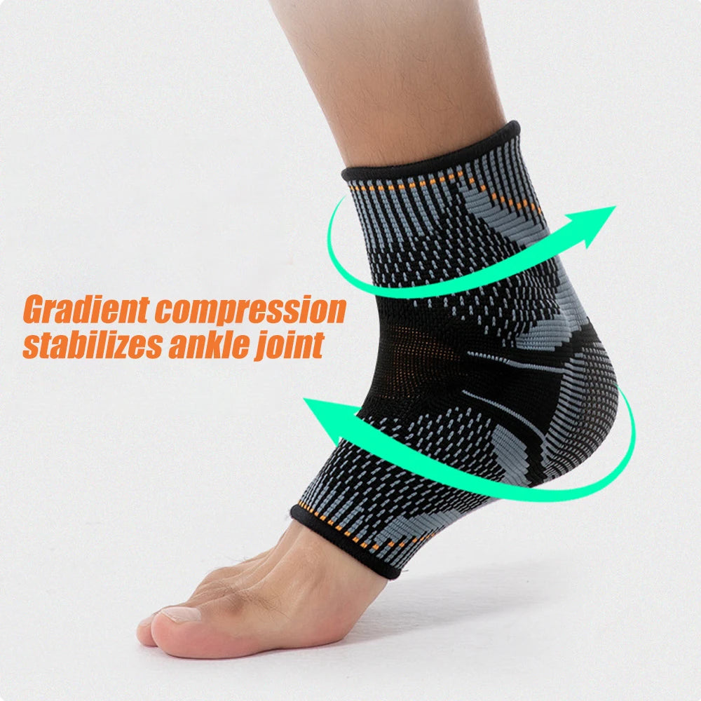 1Pcs Ankle Support Brace with Silicone Shock Absorption Cushion Stabilize Ankle Joints for Football Basketball Running Sports