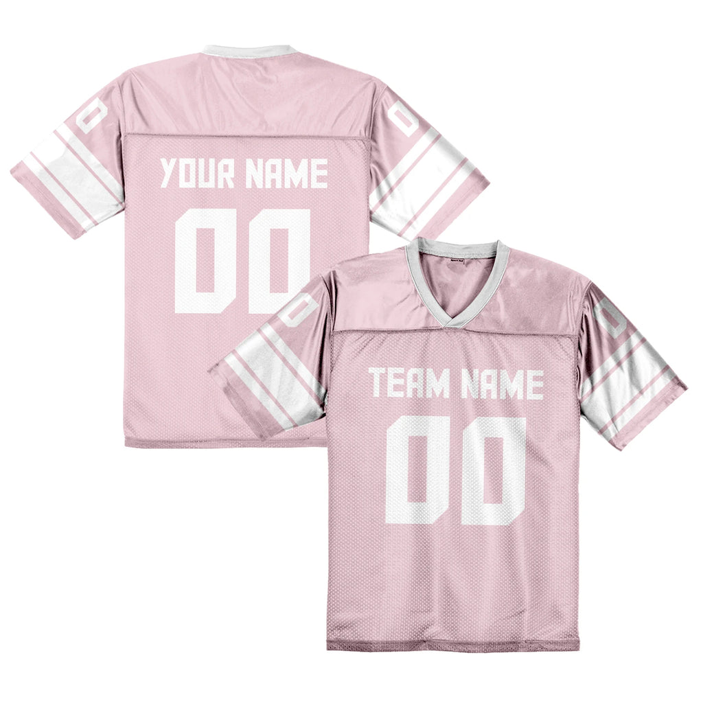 Custom American Football Shirt Pink Personalized Printed Football Jersey with Team Name Number Fans Gift for Men Women Youth