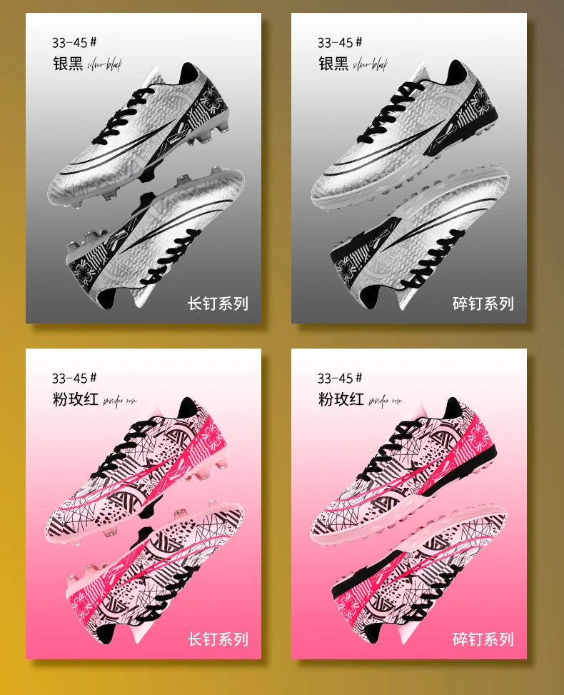 Professional Men Ankle Football Boots Outdoor Grass Cleats Unisex Soccer Shoes Long Spikes FG/TF Football Shoes Chuteira Society