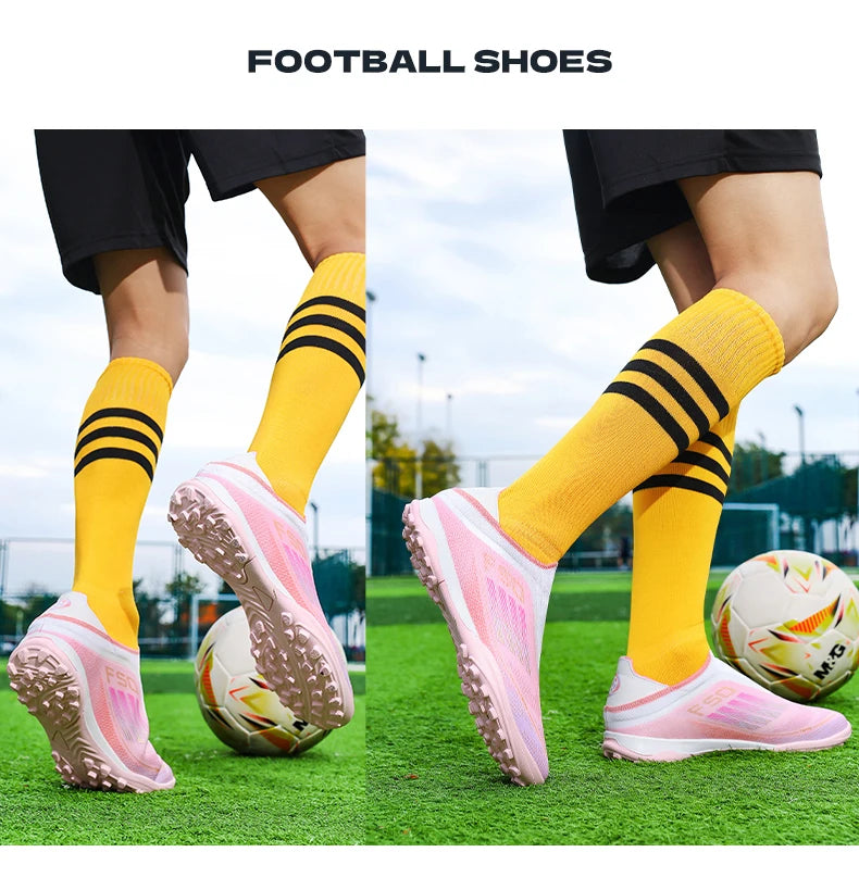 New Men Football Boots Training Soccer Shoes Match Adult Cleats Outdoor Sport Boys Breathable Non Slip Long Spikes Comfortable