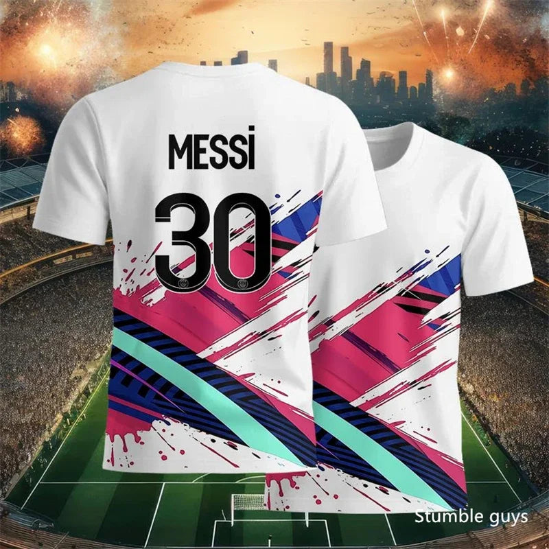 Summer Men Teen Brand Football T-Shirt Ronaldo Print Short Sleeve Jersey Tee