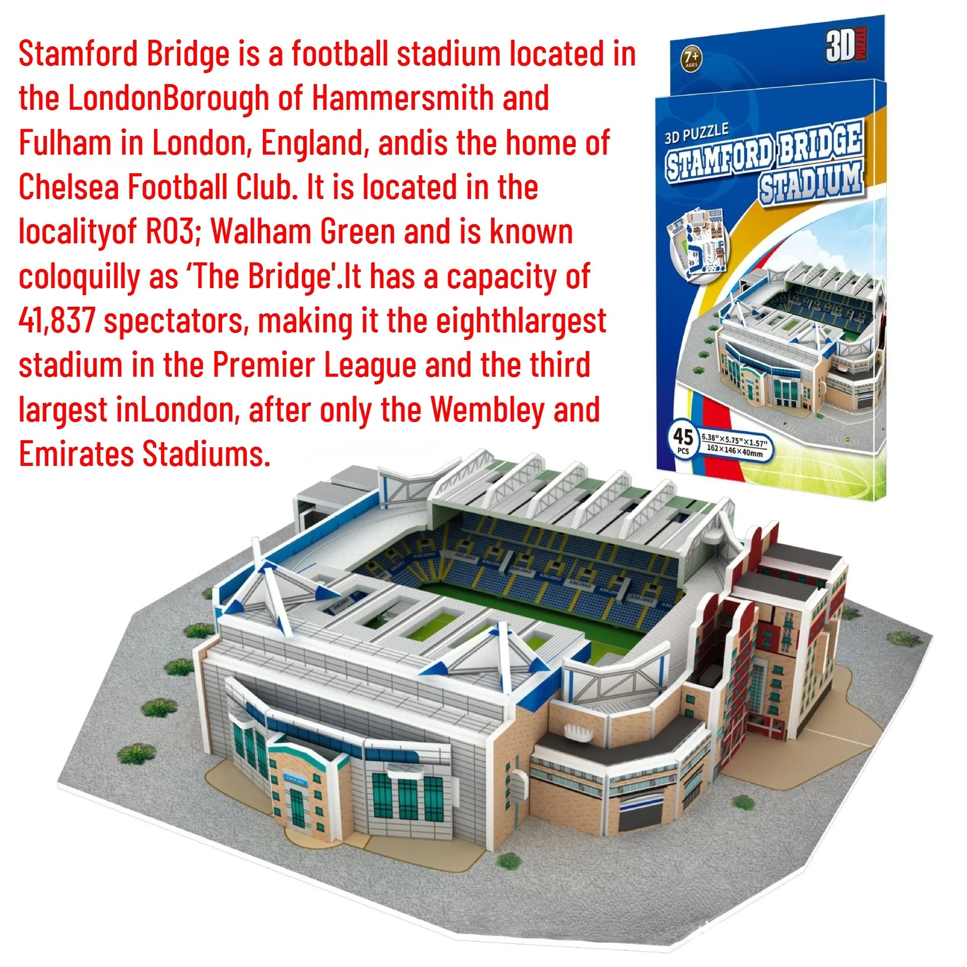3D paper stadium puzzle model for passionate  football fans to fight with your home team