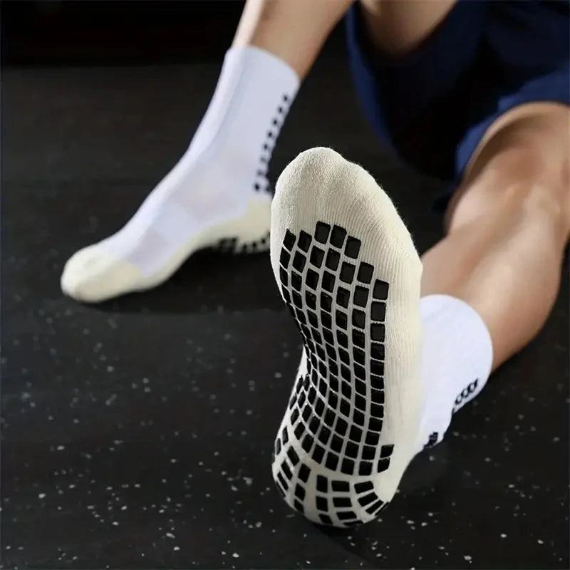 3 Pairs Knee Pads Calf Sleeves+3 Pairs Football Socks Men Women Outdoor Sports Socks Non-slip Silicone Bottom Soccer Socks