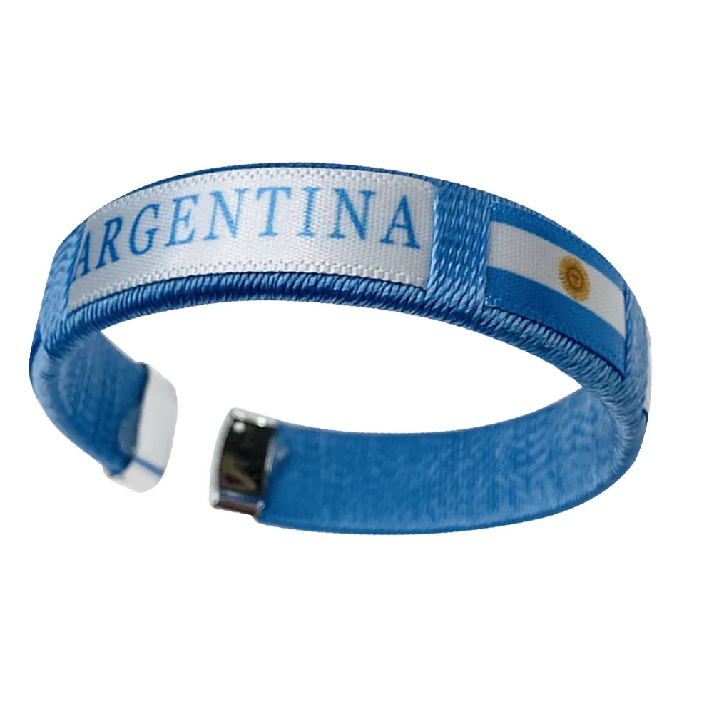 Country Flag Wristband Souvenir Diameter 65mm Sport Friendship Bracelet National Flag Style Bracelet for Football Match Cheering