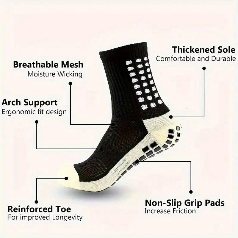 3 Pairs Knee Pads Calf Sleeves+3 Pairs Football Socks Men Women Outdoor Sports Socks Non-slip Silicone Bottom Soccer Socks
