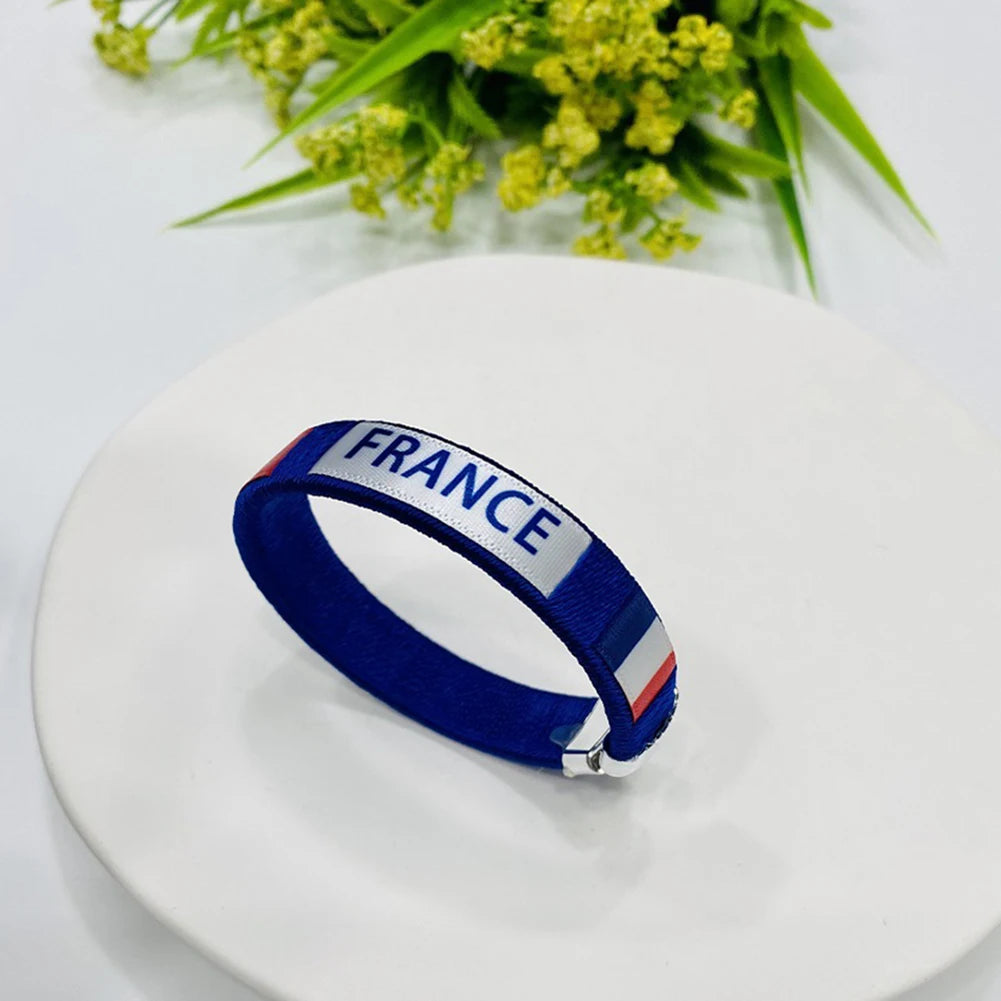 Country Flag Wristband Souvenir Diameter 65mm Sport Friendship Bracelet National Flag Style Bracelet for Football Match Cheering