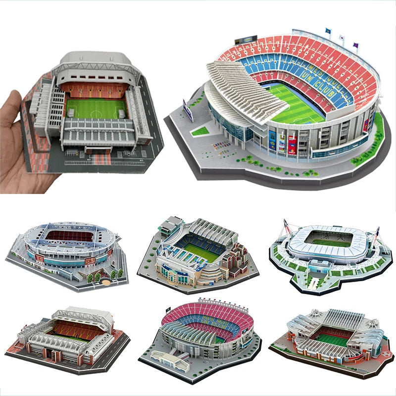 Miniature Football Field 3D DIY Model Assembly World Famous Stadiums Models Football Game Peripheral Toys Fans Toys Gifts TMZ