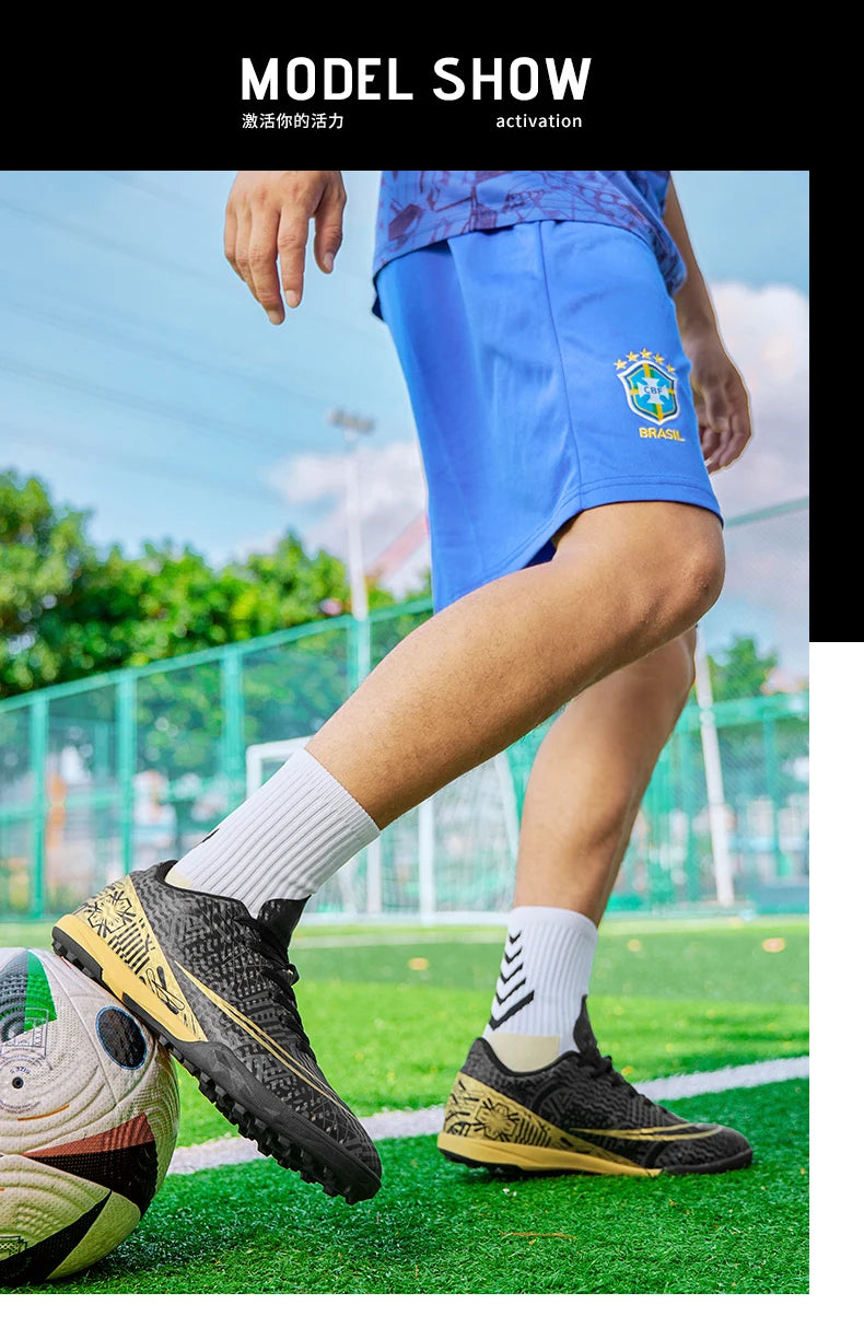 Professional Men Ankle Football Boots Outdoor Grass Cleats Unisex Soccer Shoes Long Spikes FG/TF Football Shoes Chuteira Society