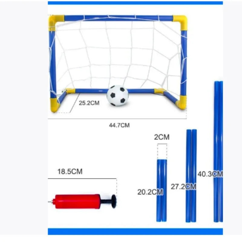 Indoor mini folding football soccer ball goal post net set pump kids sport outdoor home game toy child birthday gift plastic