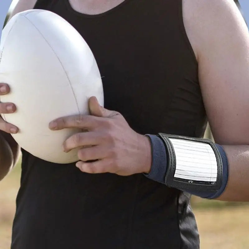 E21D Adjustable Football Wristbands Quarterback Playbook Wristband with 2 Window for Teen Adult Tackle Touch Flag Football