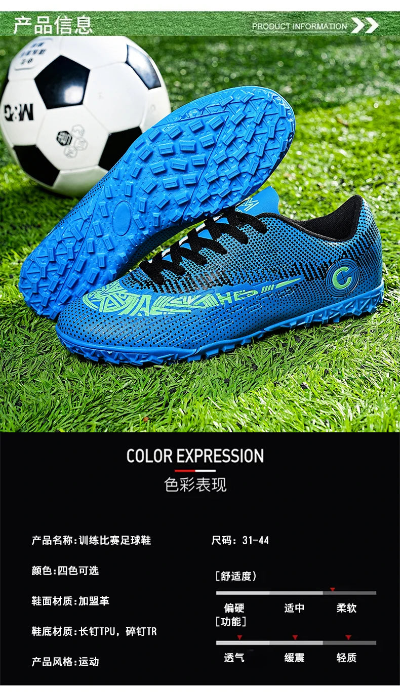 Large Size FG/TF High Quality Mens Soccer Shoes Non-Slip Turf Soccer Cleats for Kids Training Football Boots Chuteira Campo 48