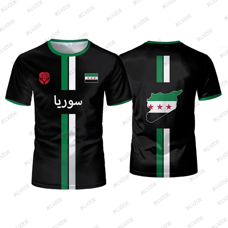 Summer New Syria Football Jersey Men Women Sports T-shirts Street Soccer Uniforms Casual Syrian Flag Graphic Oversized Kids Tops
