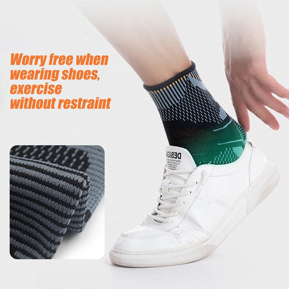 1Pcs Ankle Support Brace with Silicone Shock Absorption Cushion Stabilize Ankle Joints for Football Basketball Running Sports