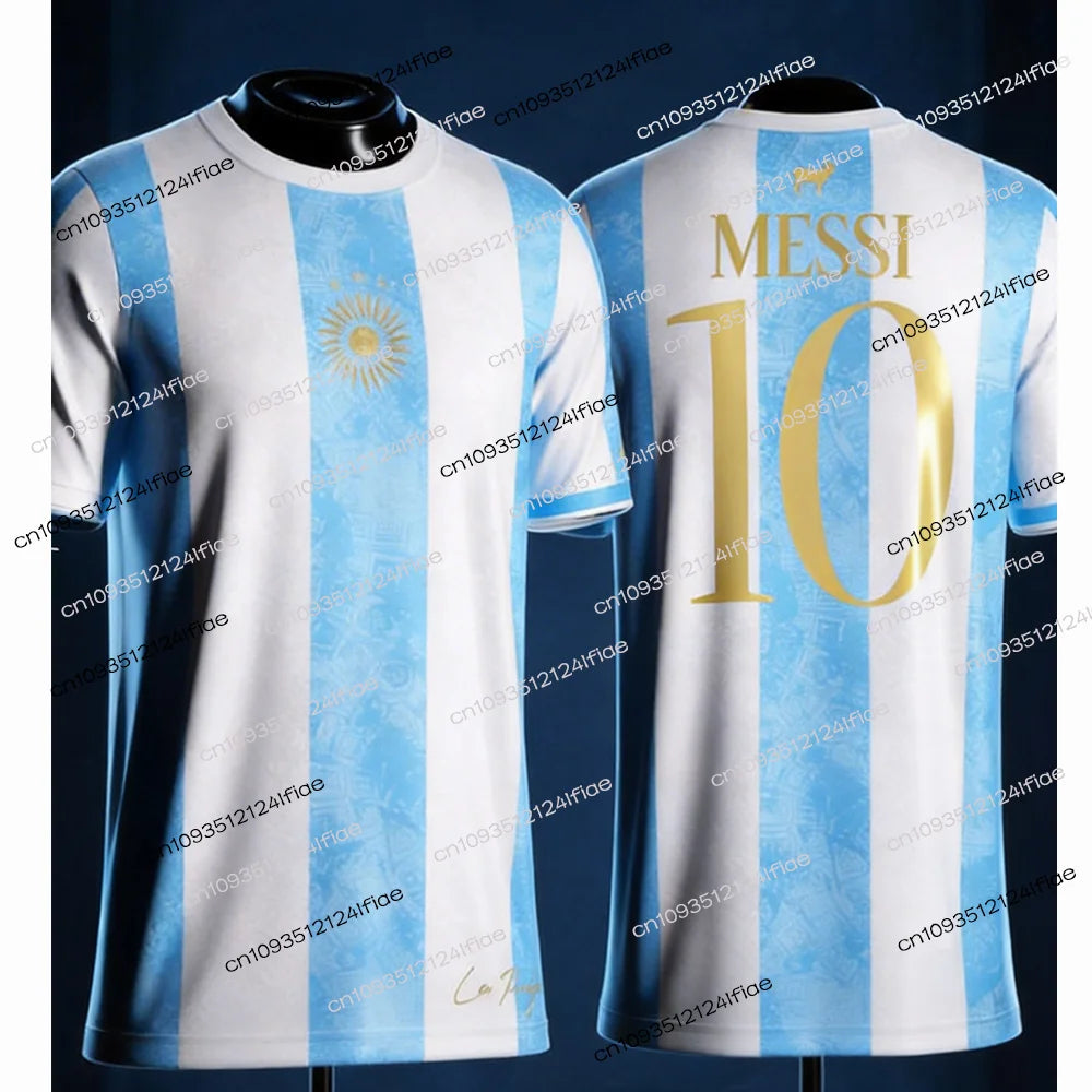 2026 New Messi Commemorative Special Edition Football Jersey T-shirt Argentina Men's Sports T-shirt Kids Football Training Kit