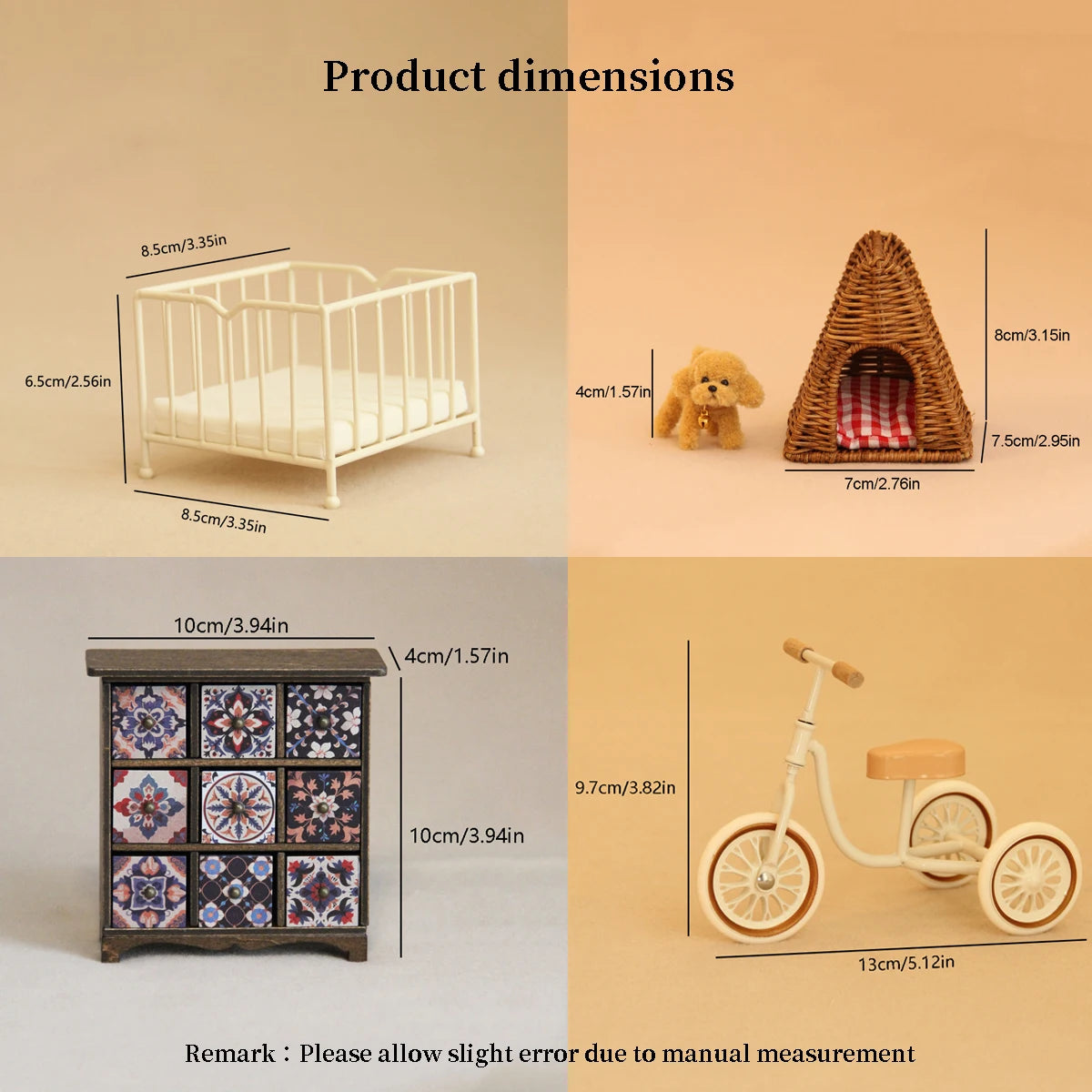 Miniature Simulation Furniture 1:12 Scale for Bathroom, Kitchen, and Bedroom, Suitable for Mini House Decorations