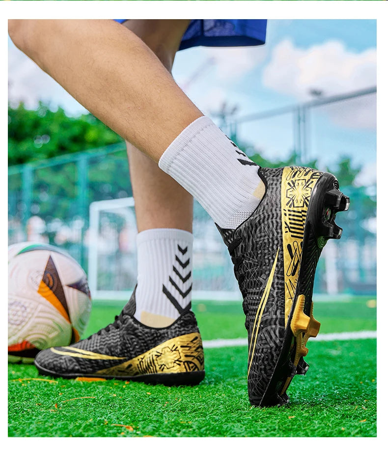 Professional Men Ankle Football Boots Outdoor Grass Cleats Unisex Soccer Shoes Long Spikes FG/TF Football Shoes Chuteira Society