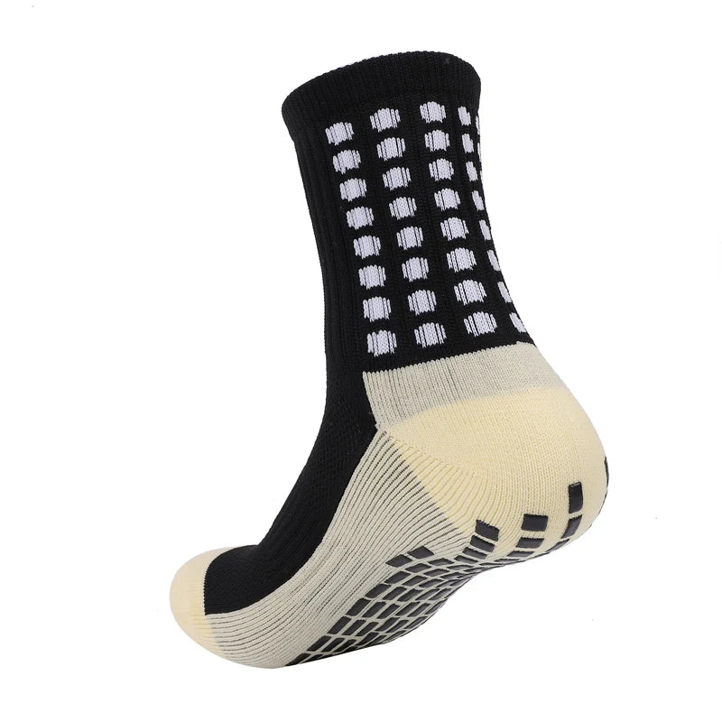 3 Pairs Knee Pads Calf Sleeves+3 Pairs Football Socks Men Women Outdoor Sports Socks Non-slip Silicone Bottom Soccer Socks