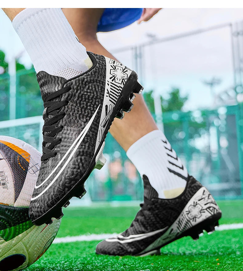 Professional Men Ankle Football Boots Outdoor Grass Cleats Unisex Soccer Shoes Long Spikes FG/TF Football Shoes Chuteira Society