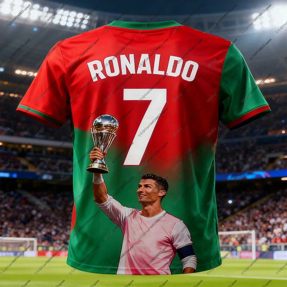Football Jersey Breathable Street Soccer Casual T Shirt Tee Men Kid Male Top Cristiano Ronaldo 7 Quick-drying Boy Sport Gift Top