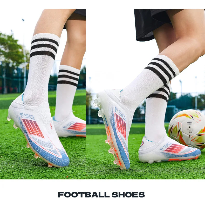 New Men Football Boots Training Soccer Shoes Match Adult Cleats Outdoor Sport Boys Breathable Non Slip Long Spikes Comfortable