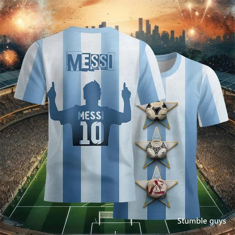 Summer Men Teen Brand Football T-Shirt Ronaldo Print Short Sleeve Jersey Tee