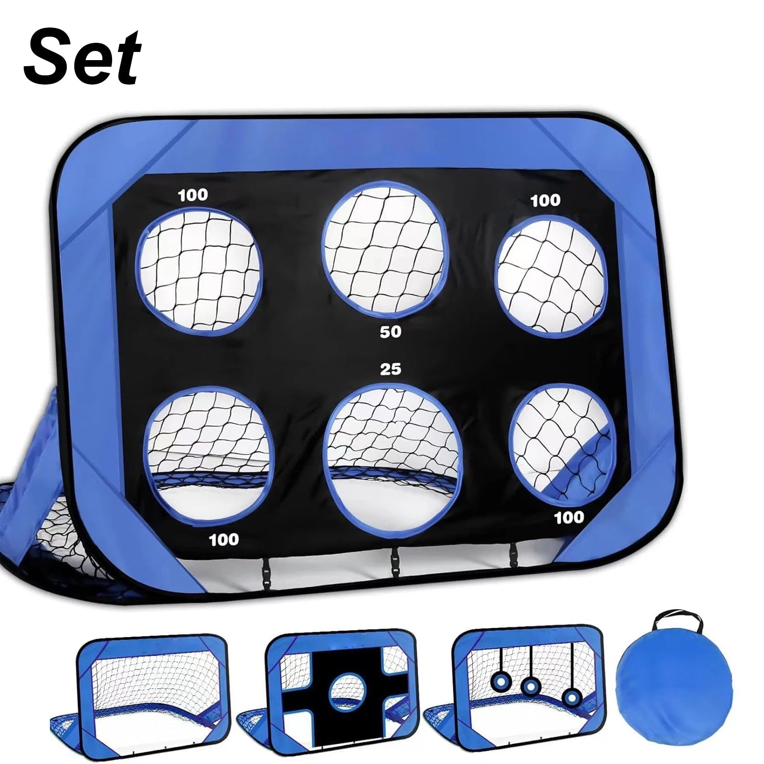4 Modes Pop Up Kids Soccer Goal Net 4 in 1 Foldable Football Goal Indoor Outdoor for Improving Passing and Shooting Accuracy