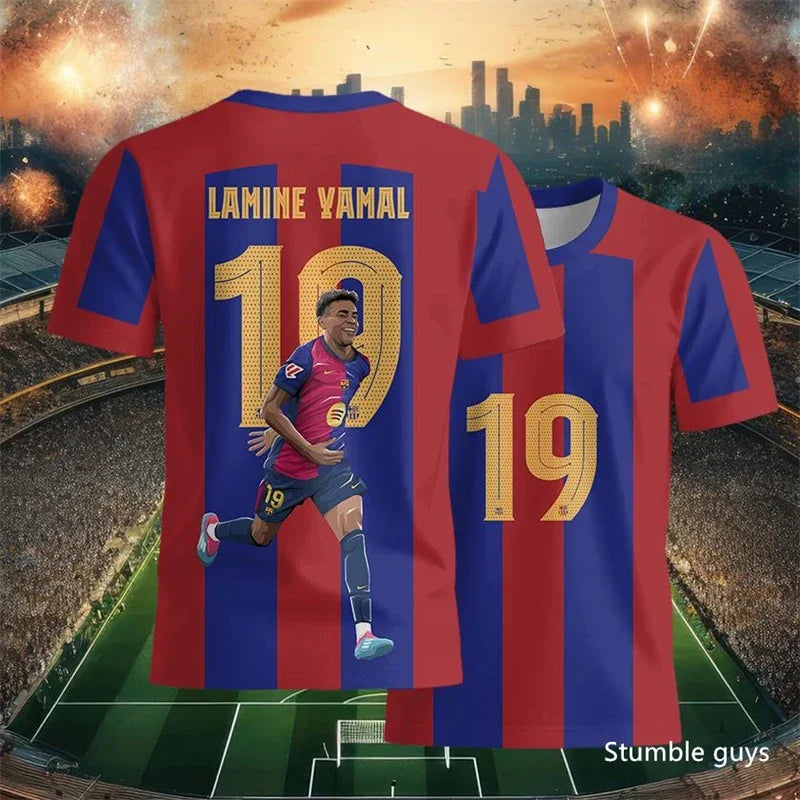 Summer Men Teen Brand Football T-Shirt Ronaldo Print Short Sleeve Jersey Tee