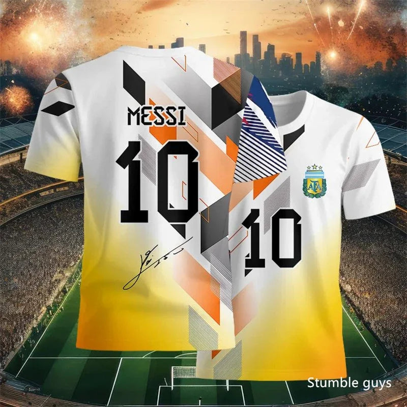 Summer Men Teen Brand Football T-Shirt Ronaldo Print Short Sleeve Jersey Tee