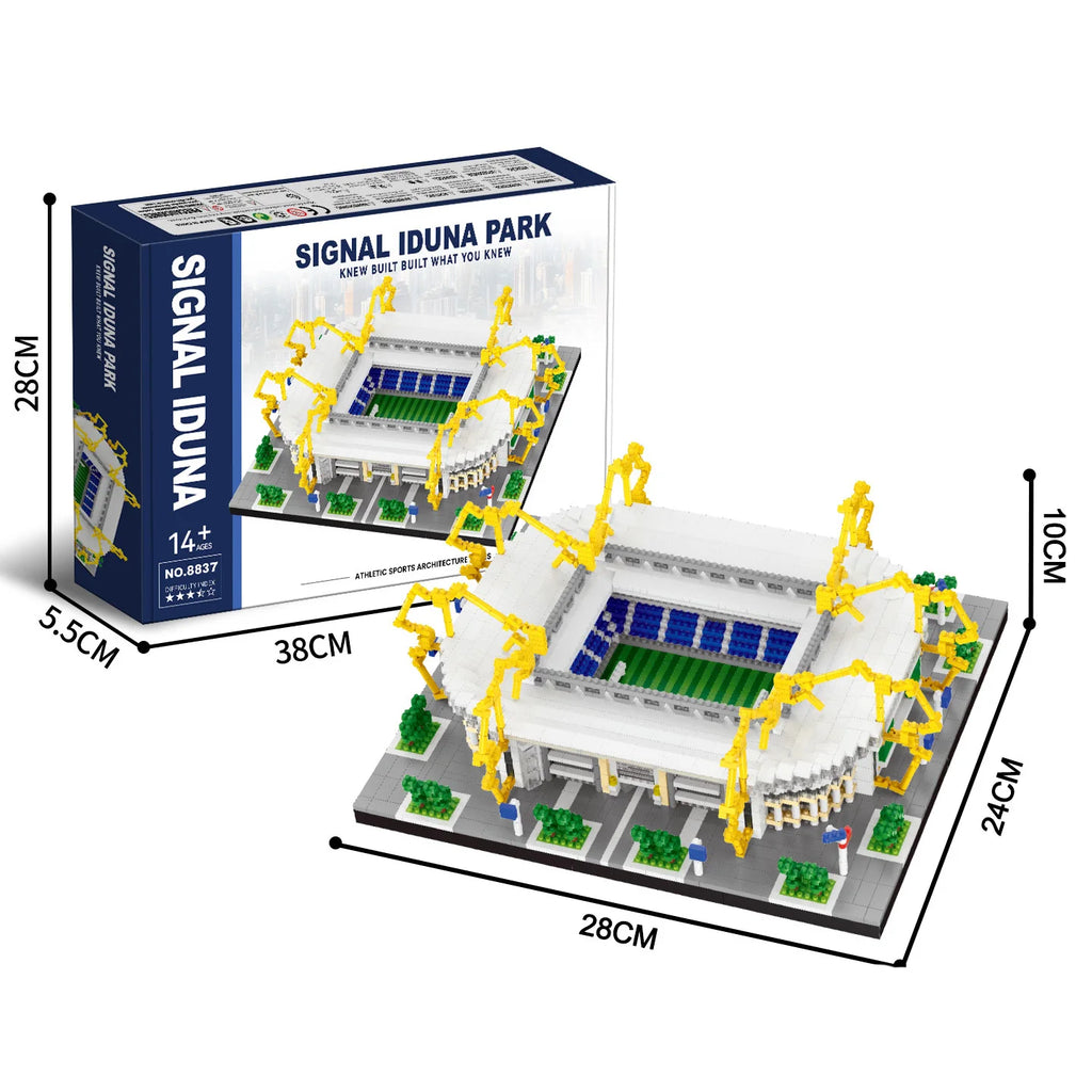 Football Stadium DIY Building Blocks Set Soccer Mini Bricks Model Architectural Building for Adults Football Field Theme Gift