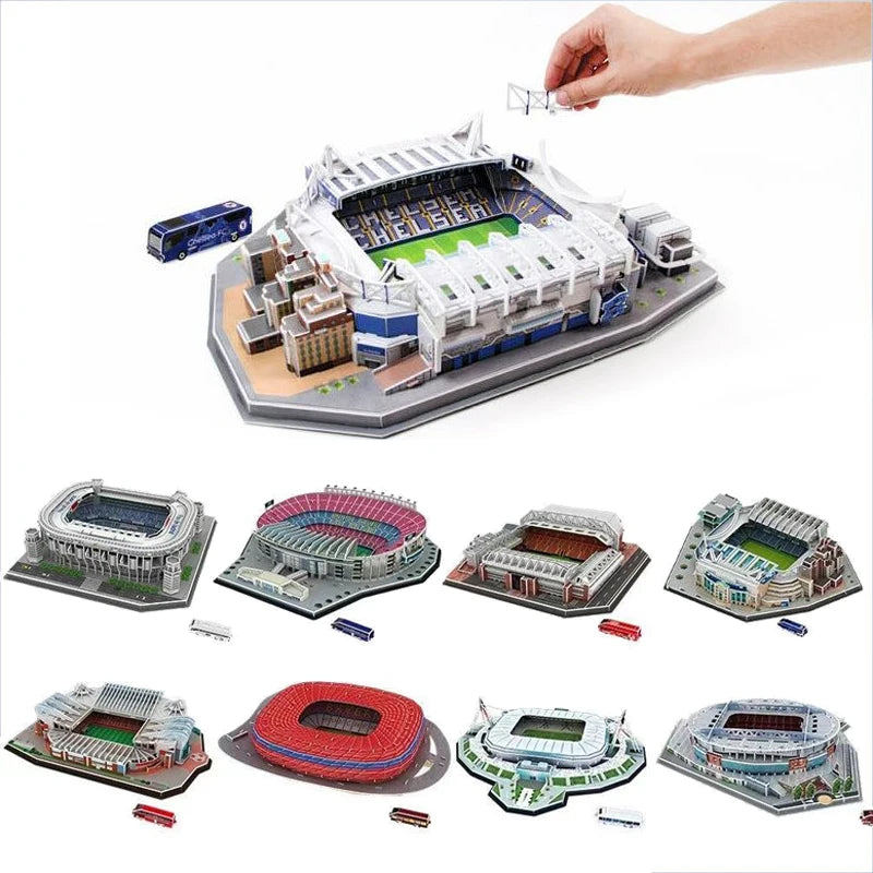 Miniature Football Field 3D DIY Model Assembly World Famous Stadiums Models Football Game Peripheral Toys Fans Toys Gifts TMZ