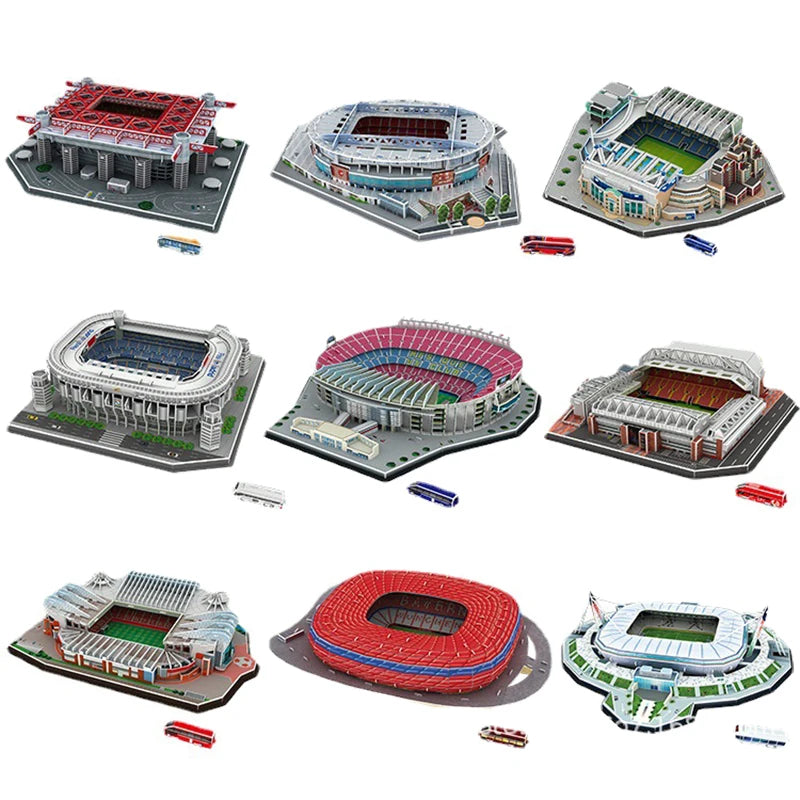 Miniature Football Field 3D DIY Model Assembly World Famous Stadiums Models Football Game Peripheral Toys Fans Toys Gifts TMZ