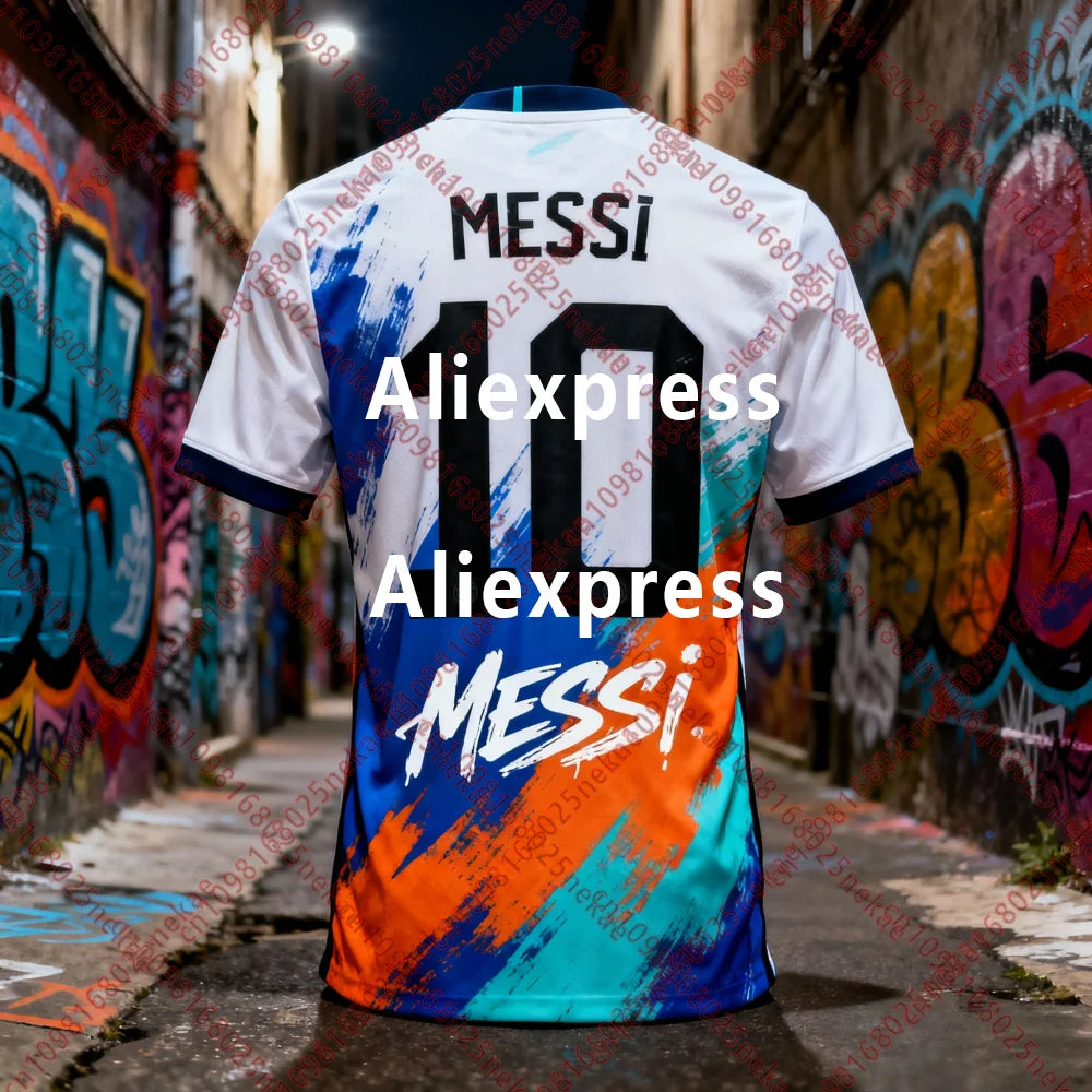 Messi #10 Soccer Jersey - Blue/Red with Gold Accents Premium Collectible Jersey for Football Fans & Nostalgia Enthusiasts