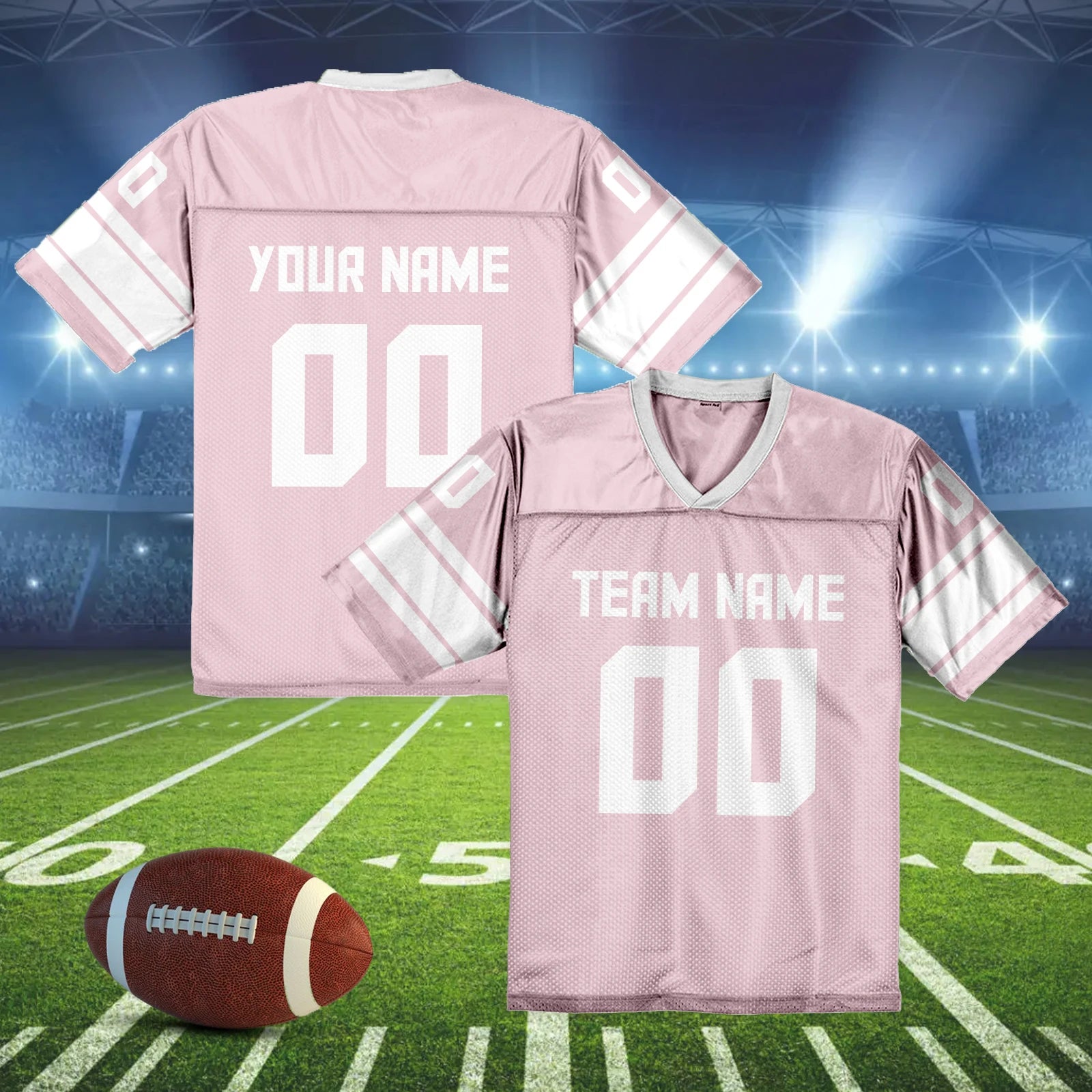 Custom American Football Shirt Pink Personalized Printed Football Jersey with Team Name Number Fans Gift for Men Women Youth