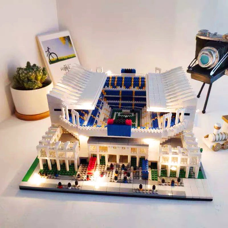 Madrid Style Soccer Stadium Model Micro Mini Diamond Block Kit Kids Adult Assemble Barcelona Football Field Brick Set Puzzle Toy