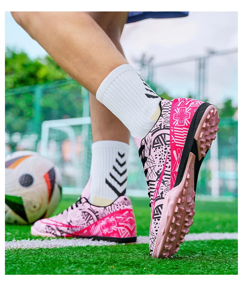 Professional Men Ankle Football Boots Outdoor Grass Cleats Unisex Soccer Shoes Long Spikes FG/TF Football Shoes Chuteira Society