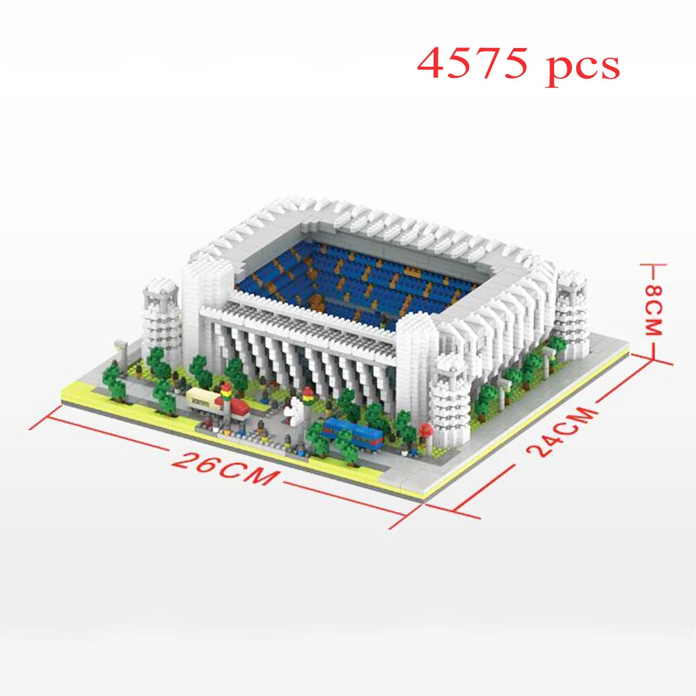 Madrid Style Soccer Stadium Model Micro Mini Diamond Block Kit Kids Adult Assemble Barcelona Football Field Brick Set Puzzle Toy