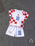 Two-Piece Summer Messi and Ronaldo Shirt 3d Printed Children's Football Training Set Boys Breathable Sweat-Absorbent Sportswear