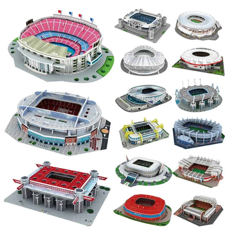 Miniature Football Field 3D DIY Model Assembly World Famous Stadiums Models Football Game Peripheral Toys Fans Toys Gifts TMZ
