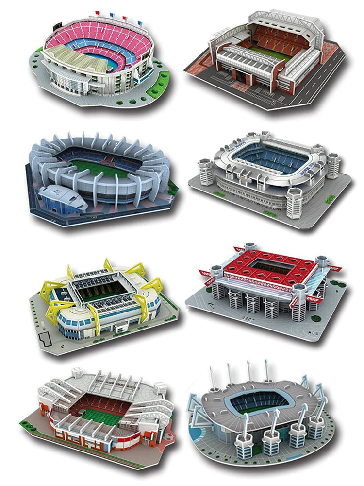 Miniature Football Field 3D DIY Model Assembly World Famous Stadiums Models Football Game Peripheral Toys Fans Toys Gifts TMZ