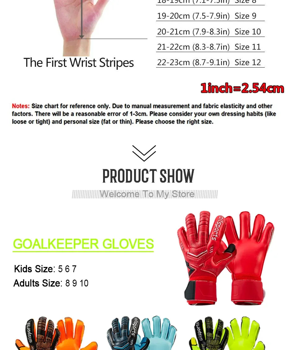 Kids Men Professional Soccer Goalkeeper Gloves 4mm Latex With Finger Protection Children Adults Football Goalie Gloves Protector