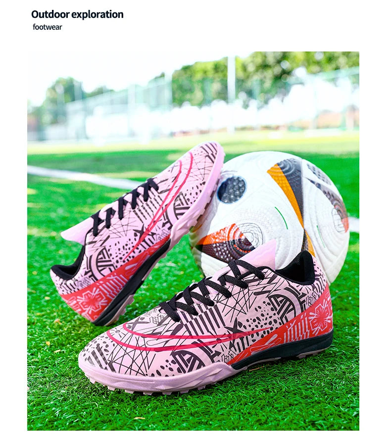 Professional Men Ankle Football Boots Outdoor Grass Cleats Unisex Soccer Shoes Long Spikes FG/TF Football Shoes Chuteira Society