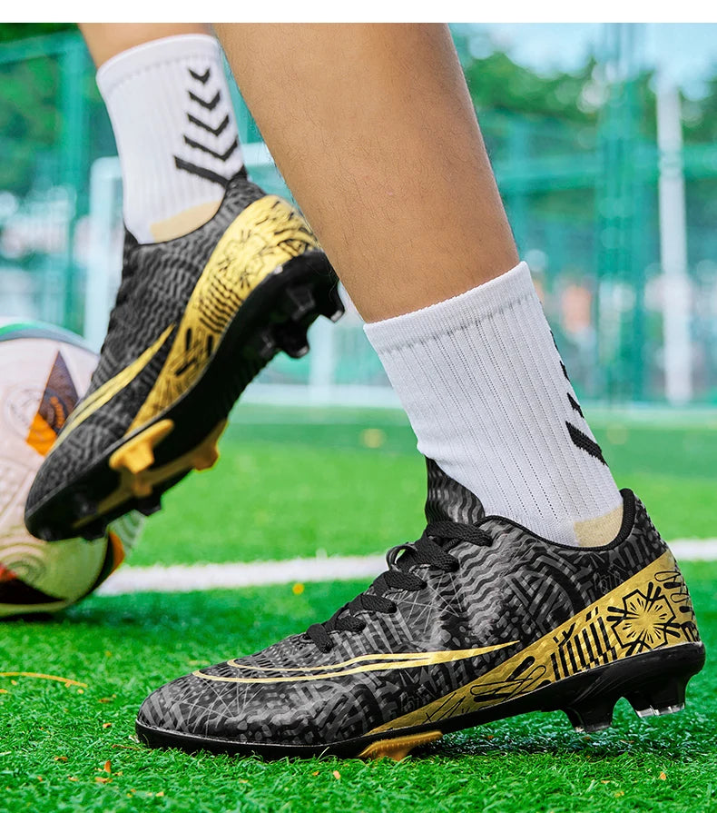 Professional Men Ankle Football Boots Outdoor Grass Cleats Unisex Soccer Shoes Long Spikes FG/TF Football Shoes Chuteira Society