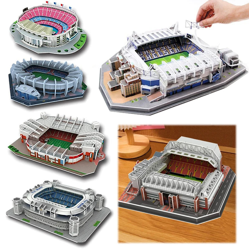 Miniature Football Field 3D DIY Model Assembly World Famous Stadiums Models Football Game Peripheral Toys Fans Toys Gifts TMZ